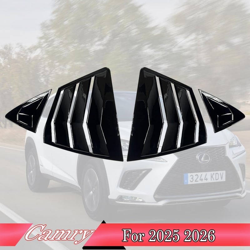 MUXEE 2Pcs Side Vent Window Louvers for Toyota Camry 2025 2026, ABS Print Sport Window Decorative Covers, Exterior Trim Accessories - Bright Black - Image 2